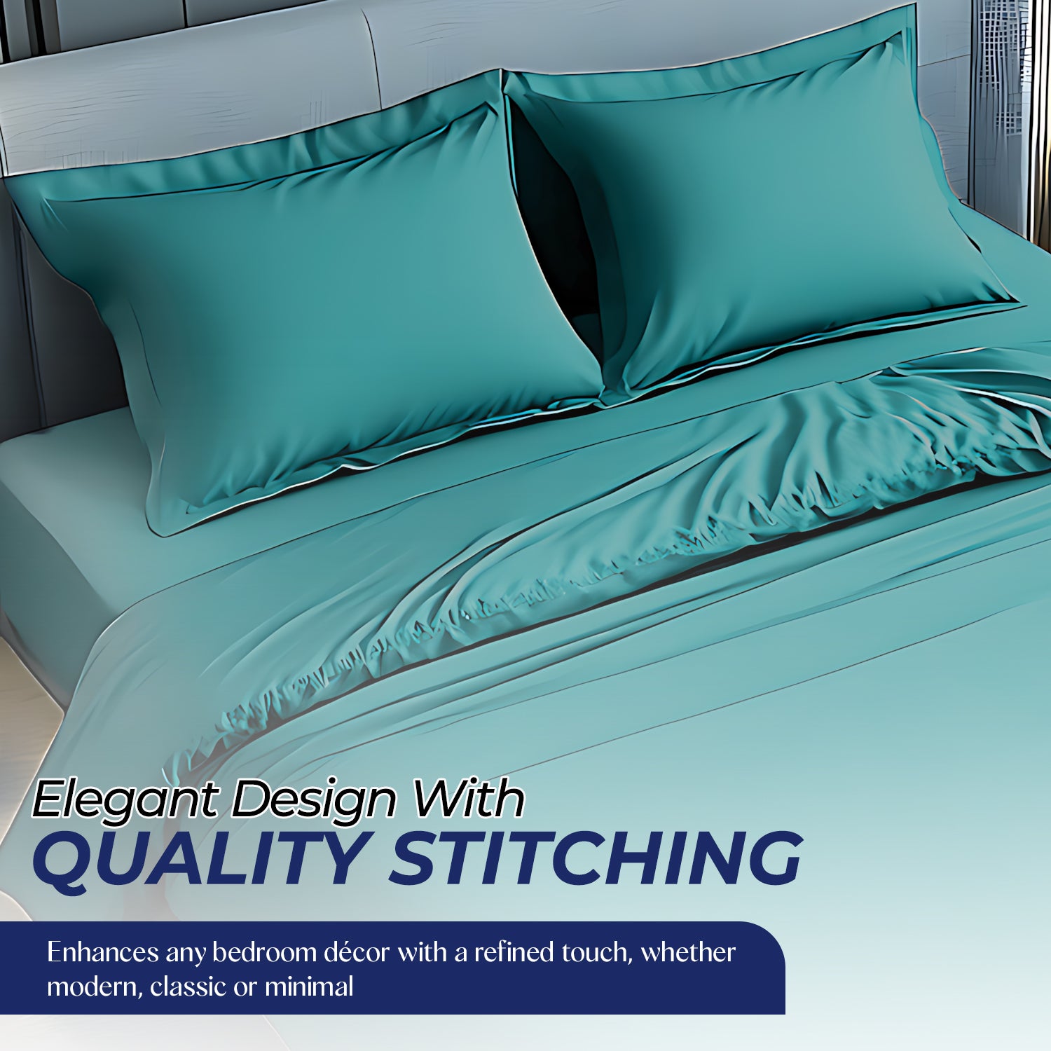 Premium Dyed Bedsheet Aqua 160x220cm - Ultra-Soft Microfiber | UAE Delivery