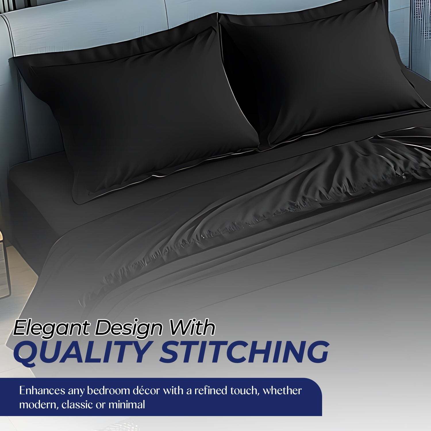 Premium Luxury Dyed Bedsheet Black 160x220cm | UAE Delivery to Dubai, Abu Dhabi, Sharjah | Ultra-Soft Microfiber