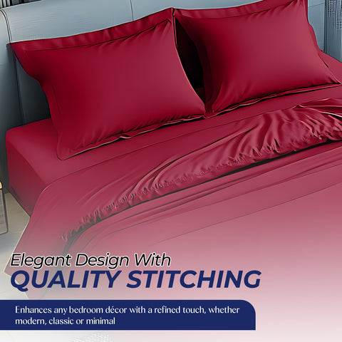 Luxury Dyed Bedsheet Maroon 160x220cm - Premium Microfiber | UAE Delivery to Dubai, Abu Dhabi, Sharjah