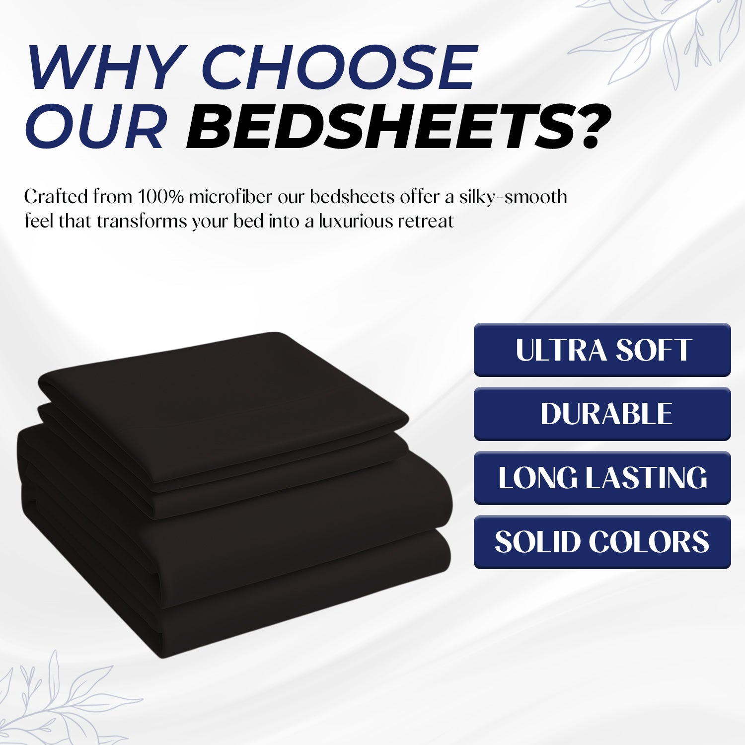 Premium Luxury Dyed Bedsheet Black 160x220cm | UAE Delivery to Dubai, Abu Dhabi, Sharjah | Ultra-Soft Microfiber