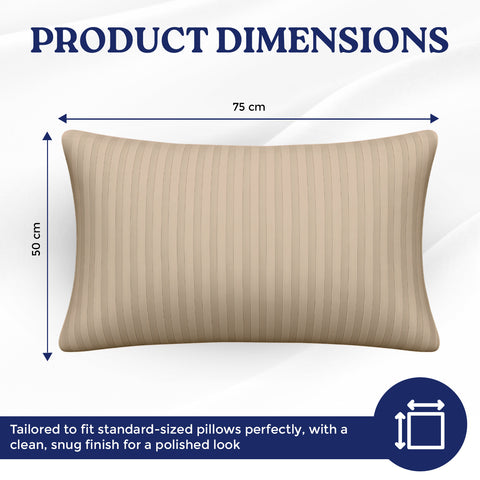 INFINI HOMES Premium Pillow Covers UAE - 50x75cm Microfiber Stripe Ivory Set of 2