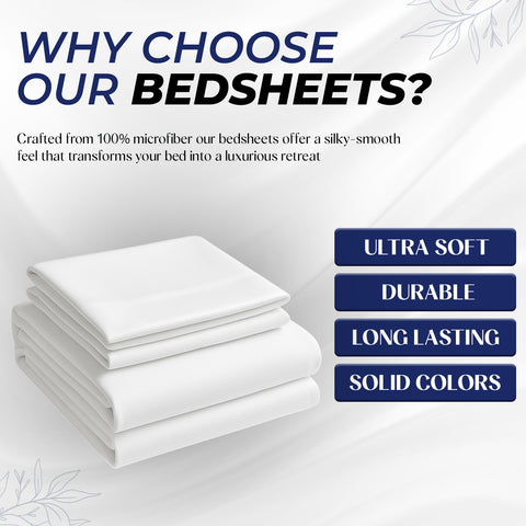 Premium Luxury Bedsheet UAE | White Microfiber 220x240cm | Dubai Abu Dhabi Sharjah Delivery