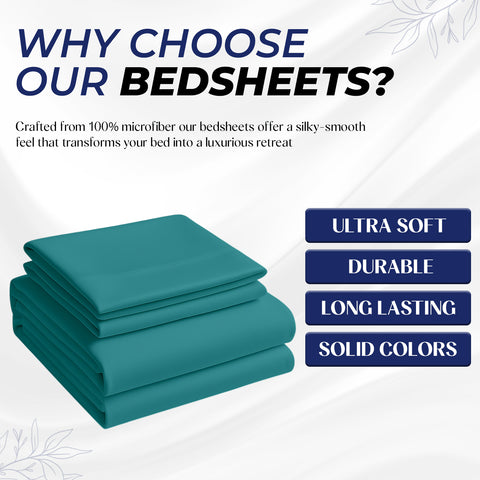 Premium Dyed Bedsheet Aqua 160x220cm - Ultra-Soft Microfiber | UAE Delivery