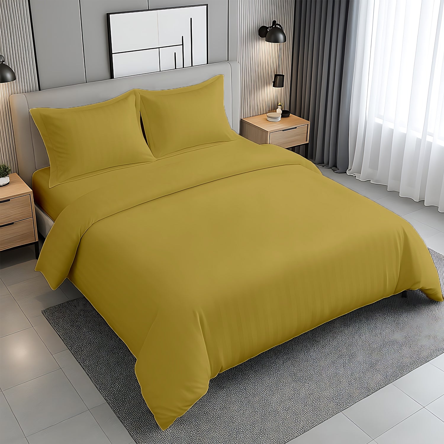 Premium Stripe Bedsheet Dubai UAE | White 160x220cm | Infini HOMES Microfiber