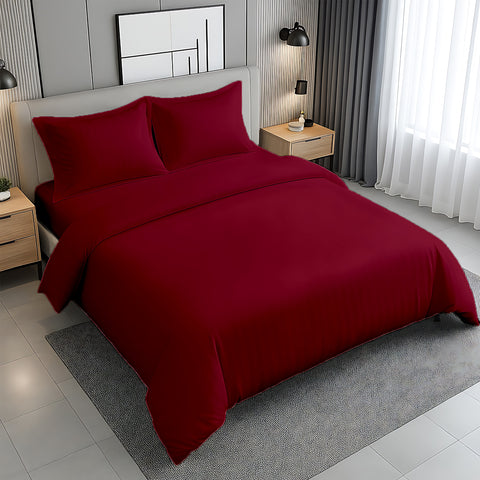 Premium Stripe Bedsheet Dubai UAE | White 160x220cm | Infini HOMES Microfiber
