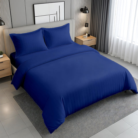 Premium Stripe Bedsheet Dubai UAE | White 160x220cm | Infini HOMES Microfiber
