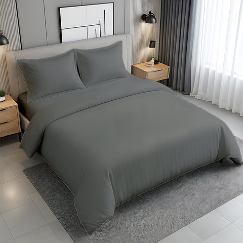 Premium Stripe Bedsheet Dubai UAE | White 160x220cm | Infini HOMES Microfiber