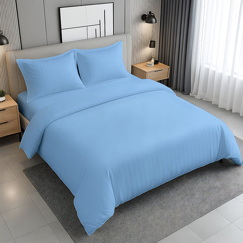 Premium Stripe Bedsheet Dubai Abu Dhabi - White 240x260cm - UAE Wide Delivery | INFINI HOMES