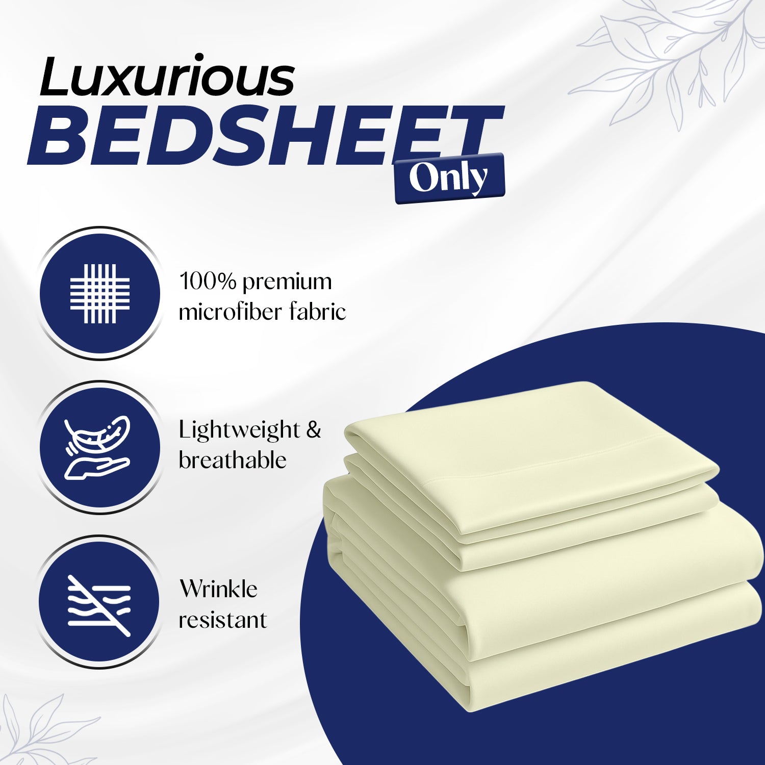 Premium Luxury Bedsheet UAE | White Microfiber 220x240cm | Dubai Abu Dhabi Sharjah Delivery