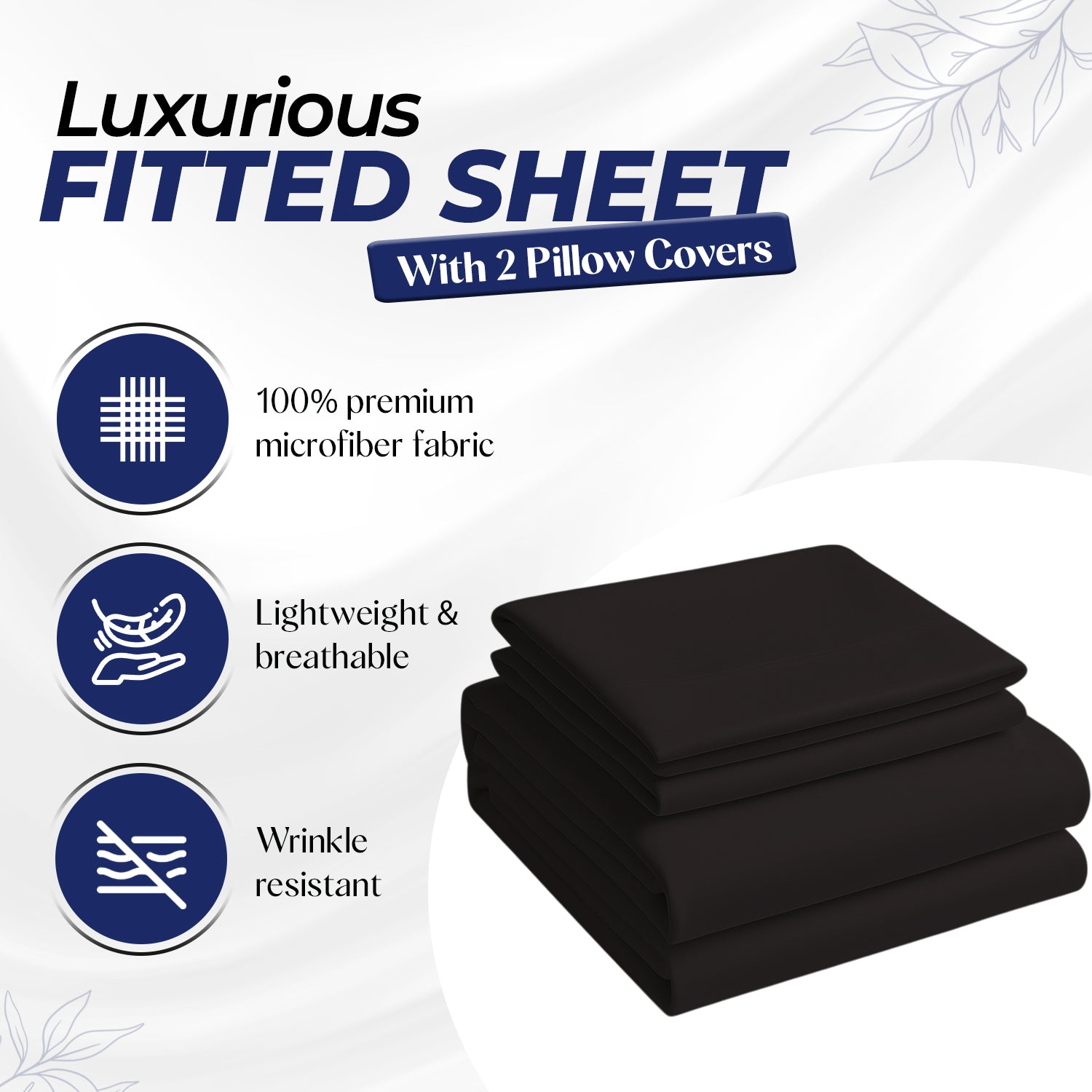 Infini HOMES Premium Dyed Fitted Sheet Set – 160X200 cm – Elegant Microfiber Finish – Includes 2 Pillow Covers
