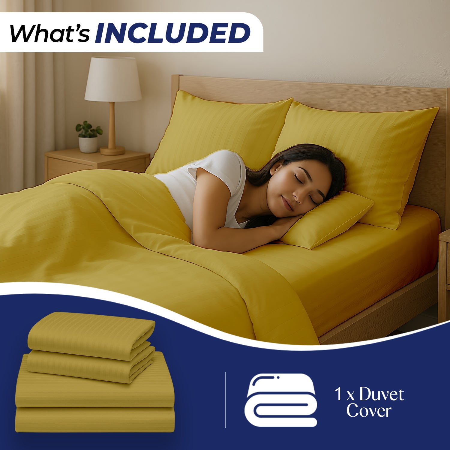 Premium Stripe Duvet Cover Gold 220x240cm | UAE Home Decor | Dubai Abu Dhabi Sharjah