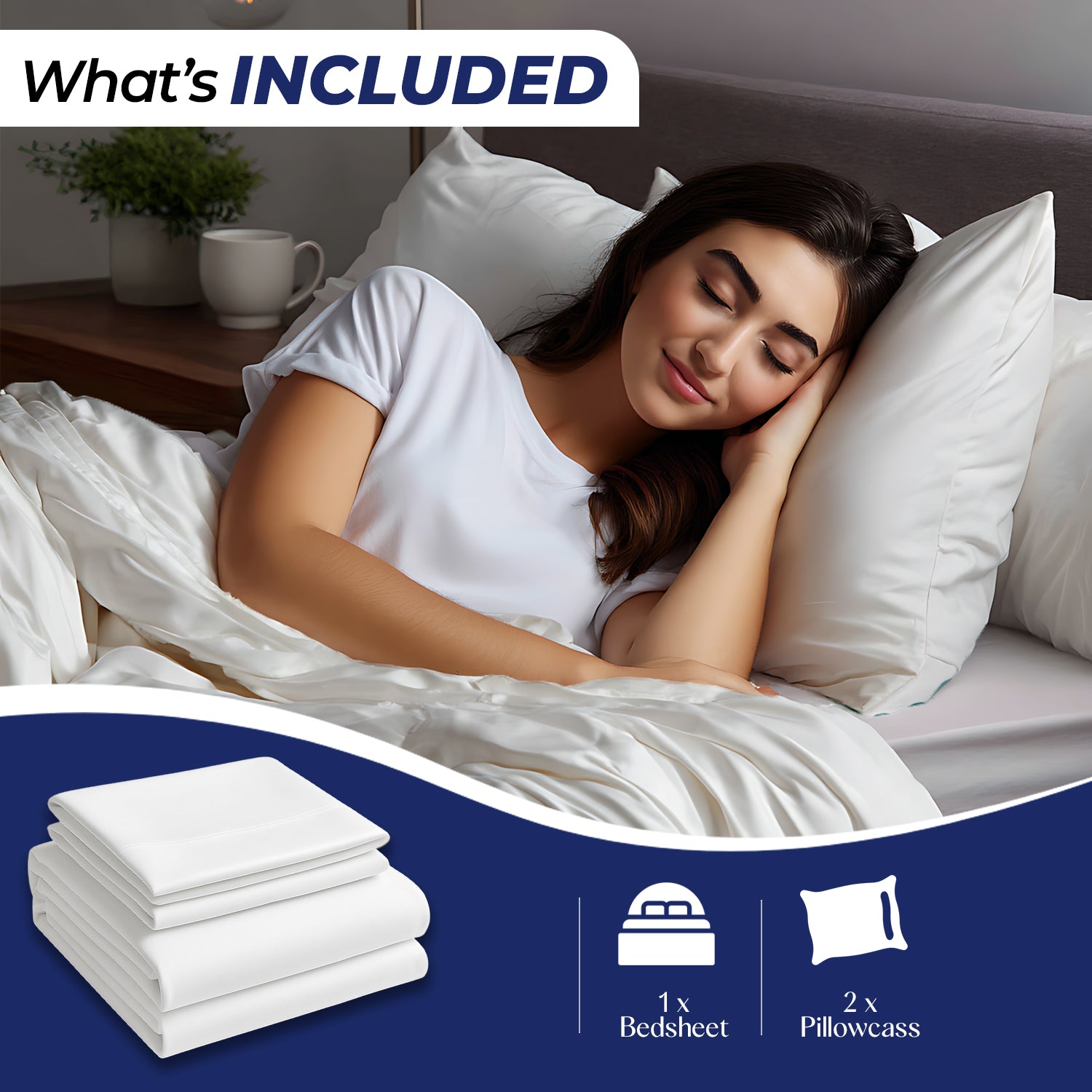 Luxury White Bedsheet Set UAE | Premium Microfiber | 220x240cm | Delivery Dubai Abu Dhabi