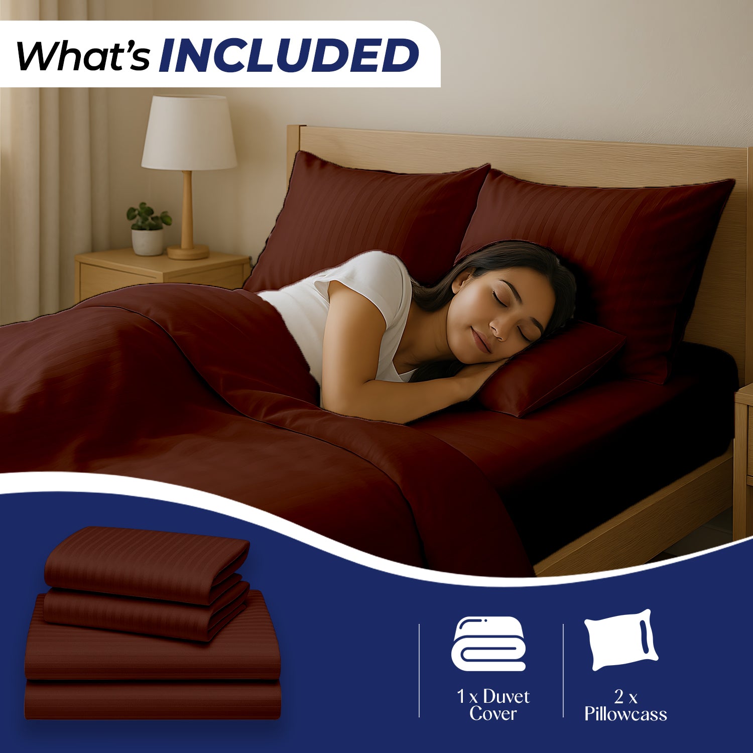 Premium Stripe Duvet Cover Set Coffee 220x240cm | UAE Delivery to Dubai Abu Dhabi Sharjah | INFINI HOMES