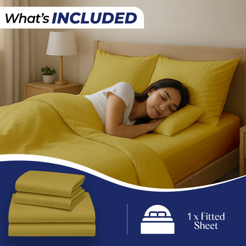 Premium Luxury Stripe Fitted Sheet 160x200cm | UAE-Wide Delivery | Dubai Abu Dhabi Sharjah