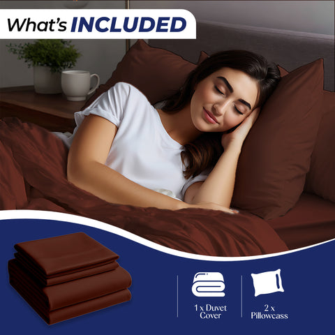 Premium Coffee Dyed Duvet Cover Set 220x240cm | UAE Delivery to Dubai, Abu Dhabi & All Emirates | INFINI HOMES