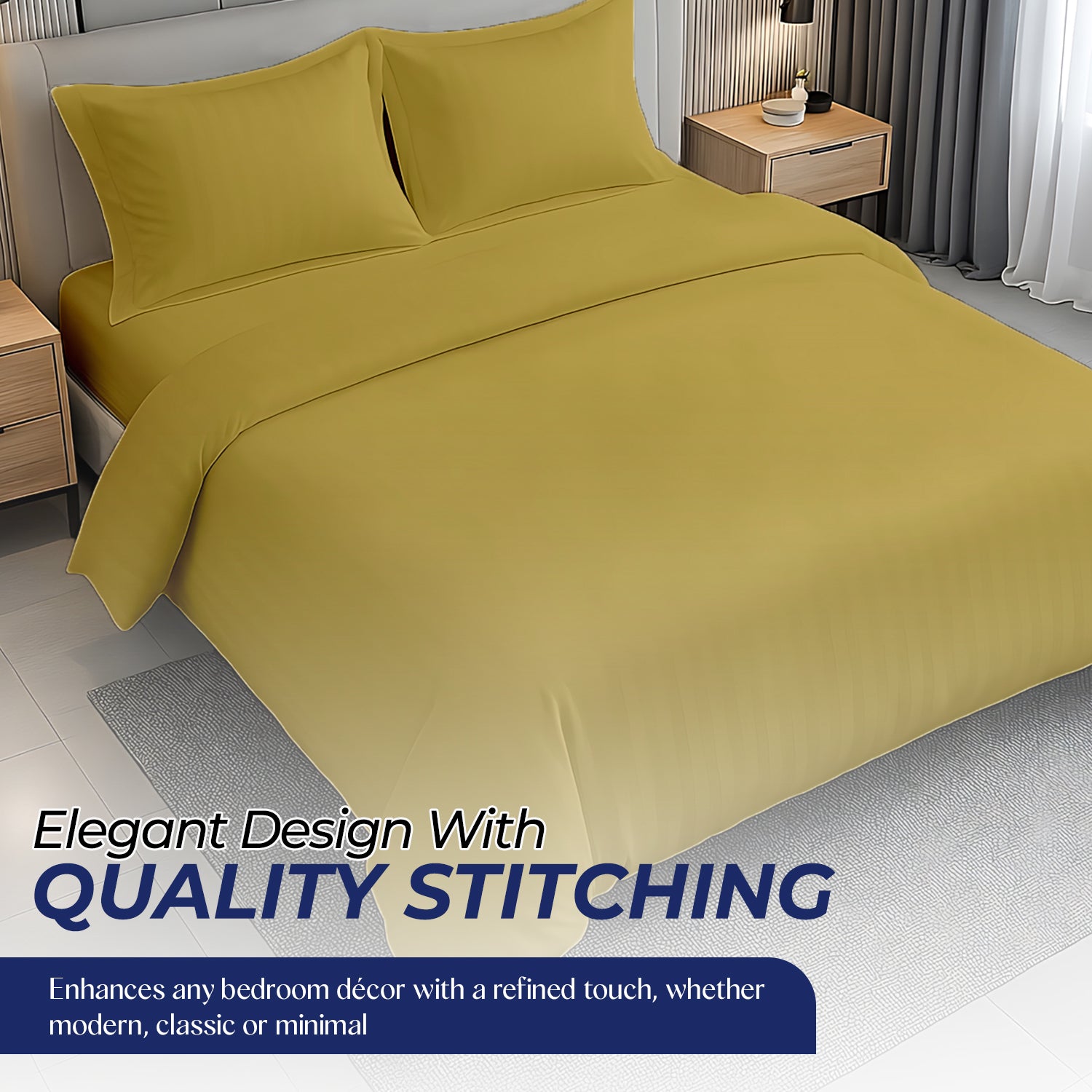 Premium Stripe Duvet Cover Gold 220x240cm | UAE Home Decor | Dubai Abu Dhabi Sharjah