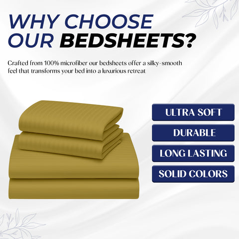 Premium Stripe Duvet Cover Gold 160x220cm | UAE Delivery to Dubai, Abu Dhabi & All Emirates | INFINI HOMES