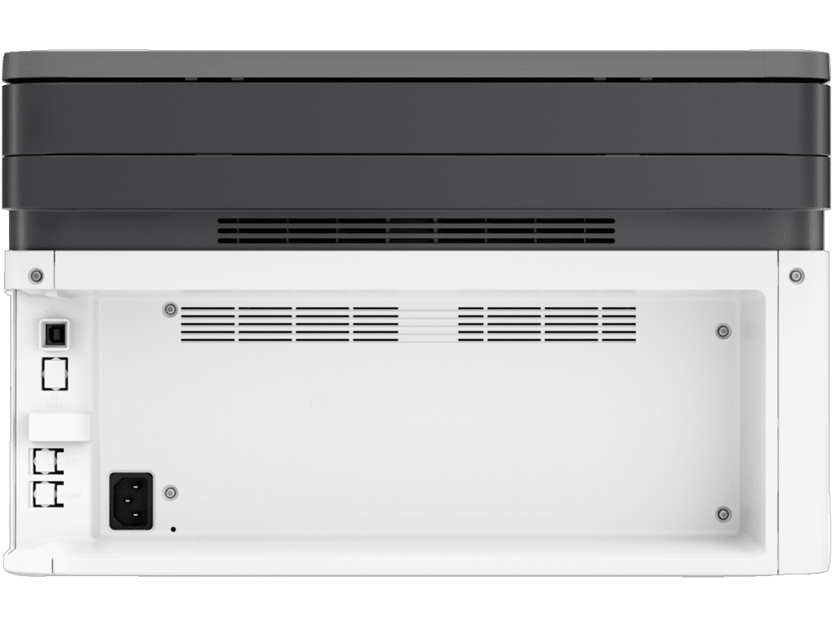HP LaserJet MFP 136W rear panel showing USB and power ports – mono laser printer connectivity UAE