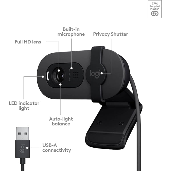 Logitech Brio 100 Full HD 1080p Webcam Graphite - UAE