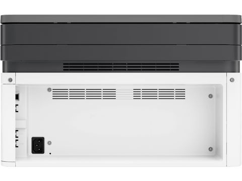 HP Laser MFP 136A rear panel showing power port and ventilation – compact monochrome printer for home office UAE