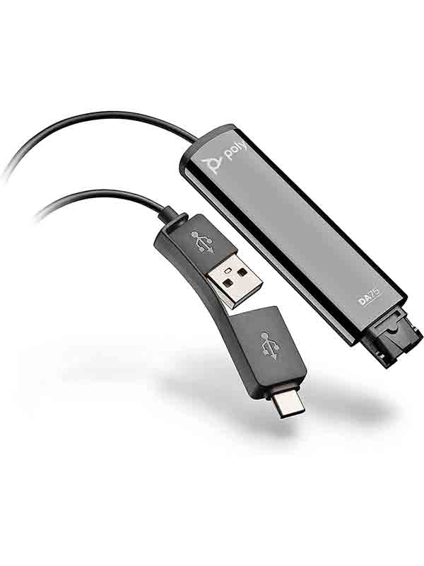 Poly DA75 USB-A to USB-C Digital Adapter Black UAE | Dubai, Abu Dhabi, Sharjah, Ajman, Fujairah, Ras Al Khaimah, Umm Al Quwain