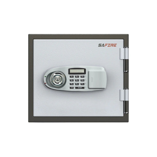 SAFIRE FR20 خزنة مقاومة للحريق رمادية - نظام قفل مزدوج رقمي ومفتاح | Fire-Resistant Safe Grey Dual Lock UAE