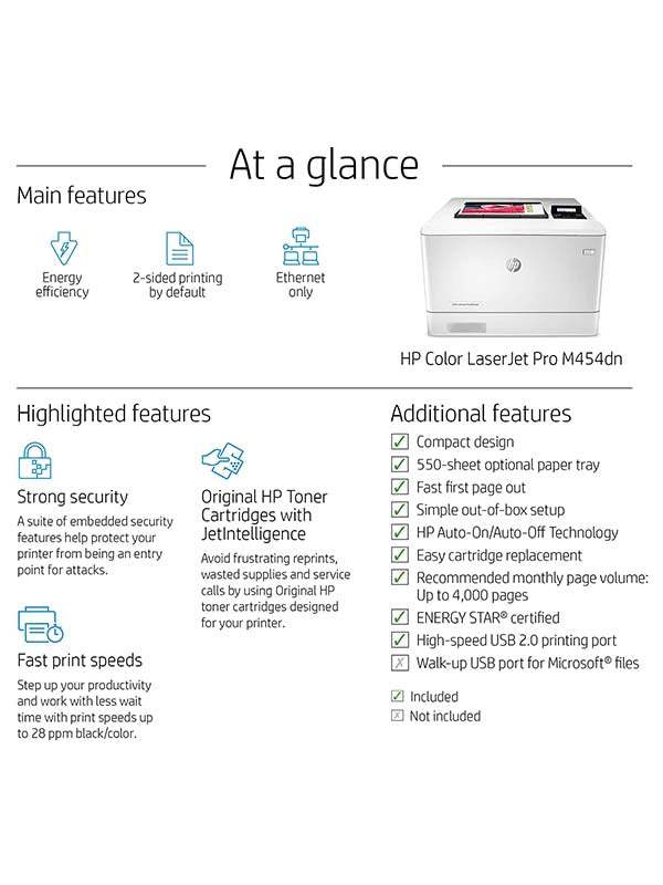 HP Color LaserJet Pro M454dn Printer UAE W1Y44A | Dubai Abu Dhabi Sharjah Ajman RAK Fujairah UAQ