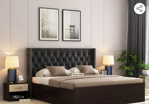 Modern Wooden Bed with Upholstered Backrest 120×200cm | UAE Delivery to Dubai, Abu Dhabi & All Emirates