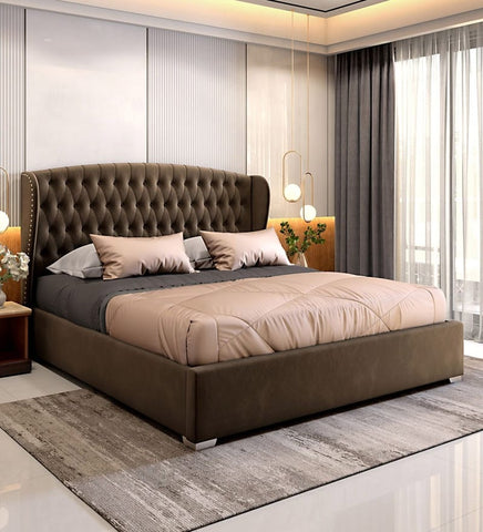 Luxury Wingback Tufted Bed 90×100cm | Premium Upholstered Wooden Beds UAE | Dubai Abu Dhabi Sharjah