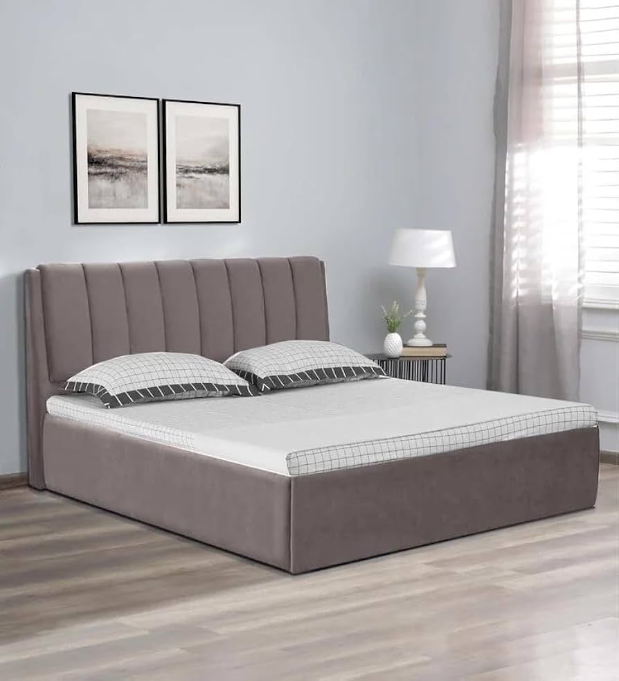 King Size Wooden Bed Dubai UAE | Premium Upholstered Headboard 180×200cm | INFINI HOMES
