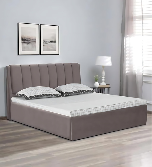 سرير خشبي كينغ سايز دبي الإمارات | رأس سرير مبطن فاخر 180×200سم | إنفيني هومز | King Size Wooden Bed Dubai UAE Premium Upholstered Headboard 180x200cm INFINI HOMES