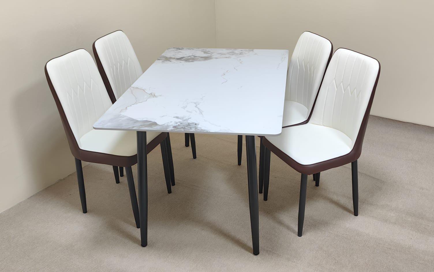 Dining Set 1+4 | IH 5274 – White & Brown Premium Dining Table with 4 Chairs