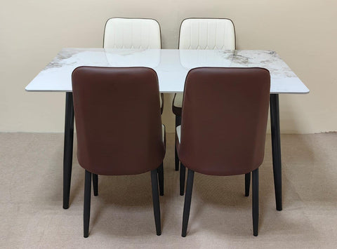 Dining Set 1+4 | IH 5274 – White & Brown Premium Dining Table with 4 Chairs