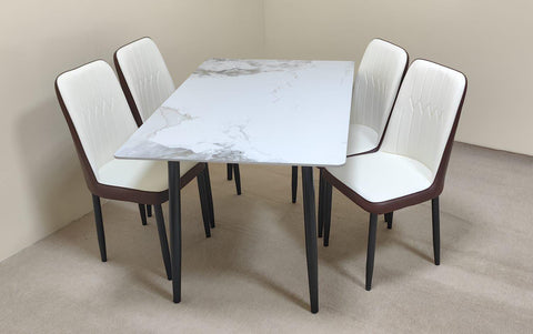 Dining Set 1+4 | IH 5274 – White & Brown Premium Dining Table with 4 Chairs