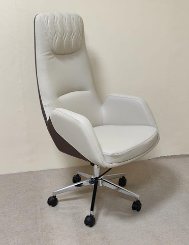 IH 965H PU High Back Office Chair – Beige & Coffee | INFINI HOMES UAE
