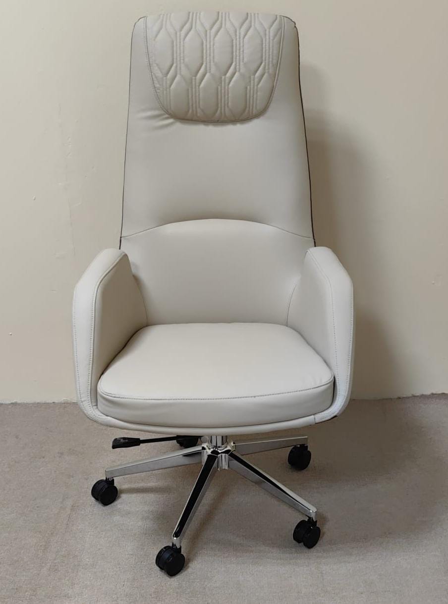 IH 965H PU High Back Office Chair – Beige & Coffee | INFINI HOMES UAE