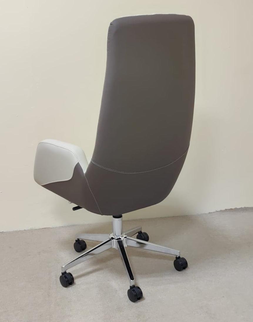 IH 965H PU High Back Office Chair – Beige & Coffee | INFINI HOMES UAE