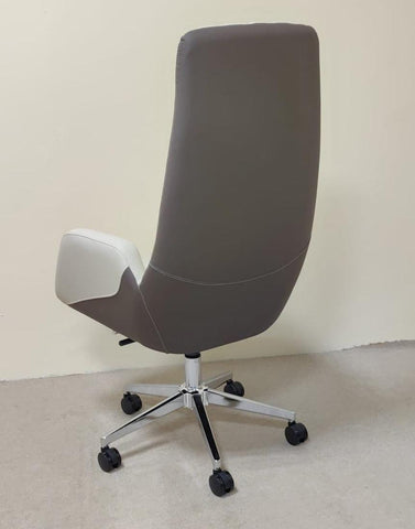 IH 965H PU High Back Office Chair – Beige & Coffee | INFINI HOMES UAE