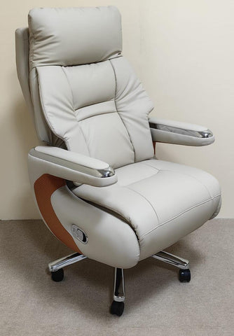 PU Hand Recliner Boss Chair | Beige & Orange | IH 6079