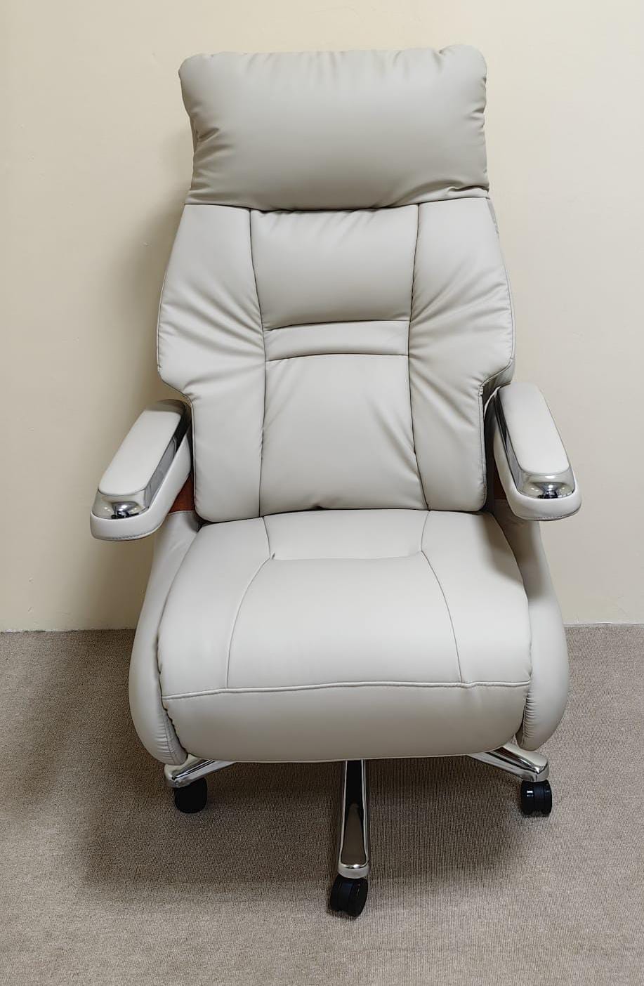 PU Hand Recliner Boss Chair | Beige & Orange | IH 6079