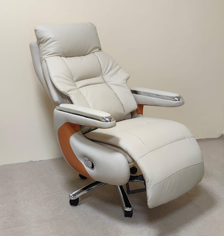 PU Hand Recliner Boss Chair | Beige & Orange | IH 6079