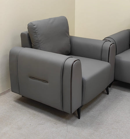 Grey PU Sofa Set 3+1+1 | IH 6319 – Premium Living Room Furniture UAE