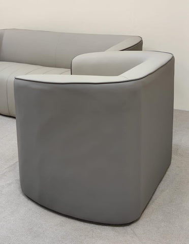 PU Sofa Set 3+1+1 | IH 2311 | Beige & Dark Grey | INFINI HOMES UAE
