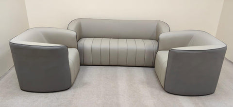 PU Sofa Set 3+1+1 | IH 2311 | Beige & Dark Grey | INFINI HOMES UAE