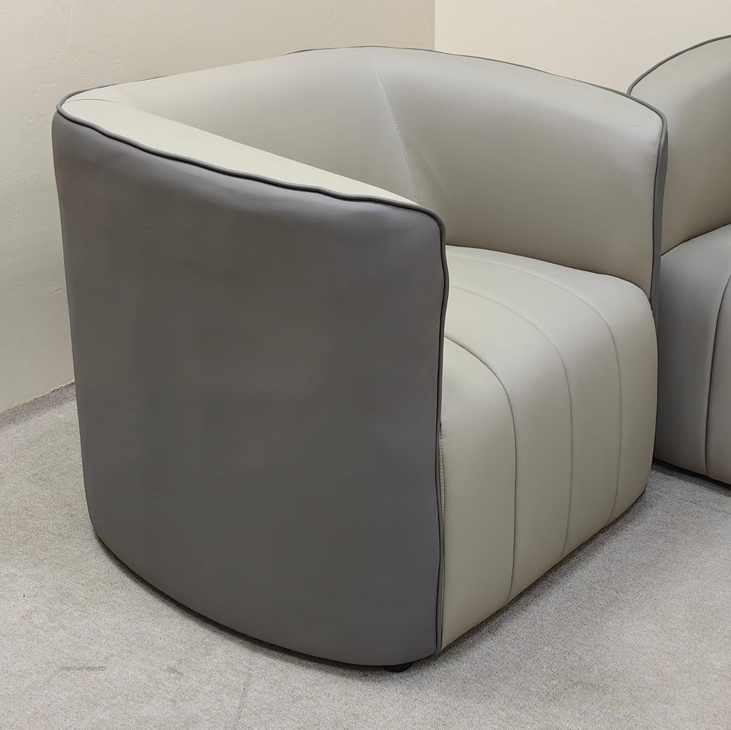 PU Sofa Set 3+1+1 | IH 2311 | Beige & Dark Grey | INFINI HOMES UAE