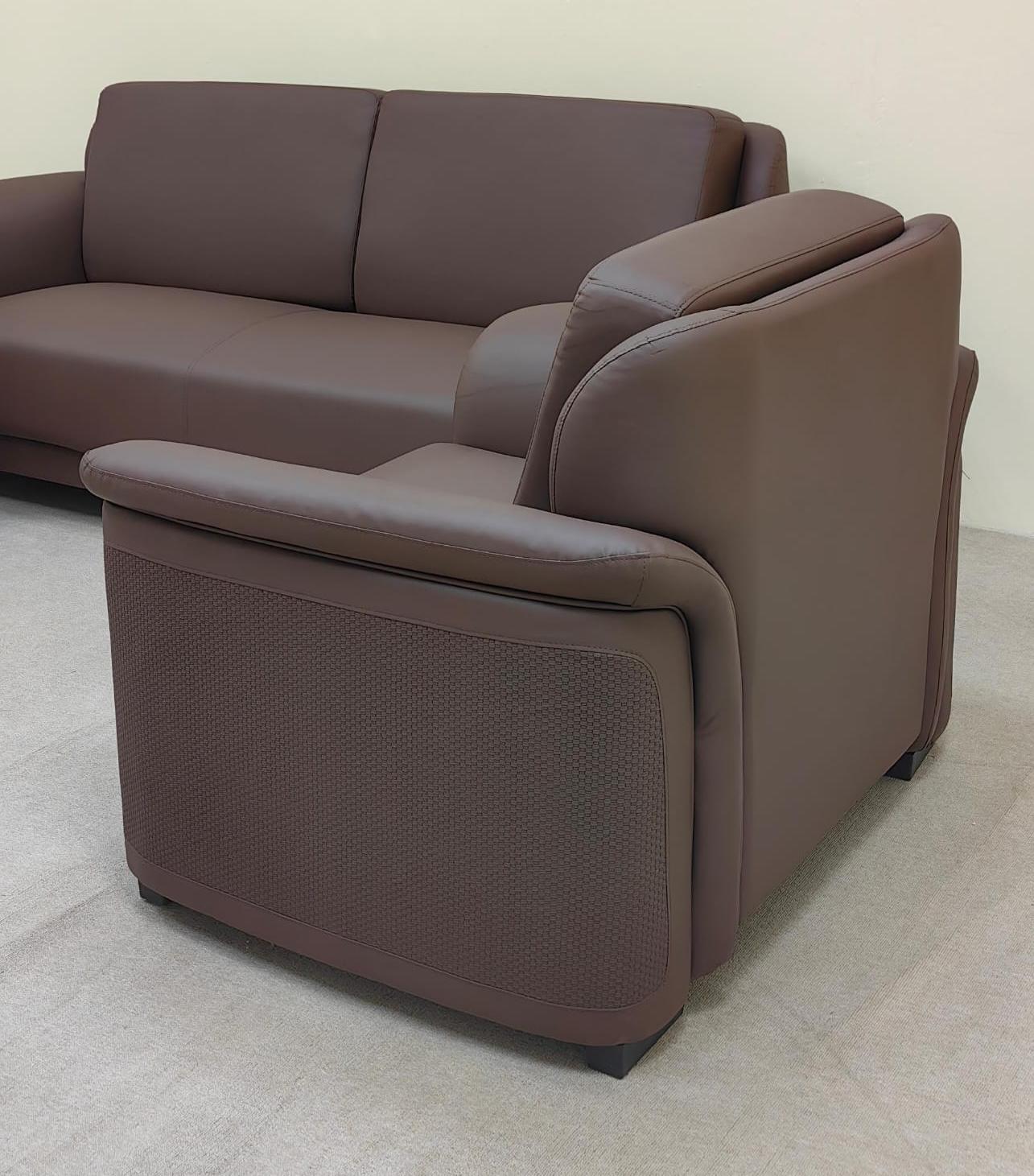 PU Leather Sofa Set 3+1+1 | IH 6312 – Coffee Brown | INFINI HOMES UAE