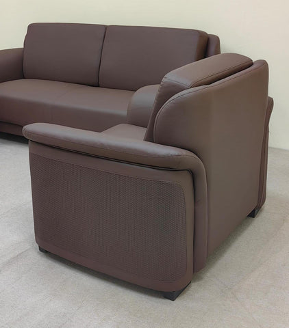 PU Leather Sofa Set 3+1+1 | IH 6312 – Coffee Brown | INFINI HOMES UAE