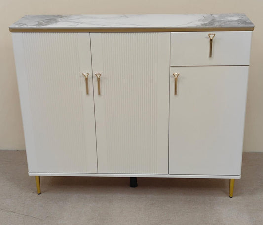 High Gloss Shoe Cabinet with Ceramic Top | IH S-81 | White