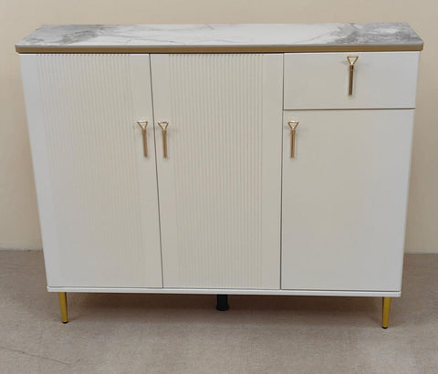 High Gloss Shoe Cabinet with Ceramic Top | IH S-81 | White