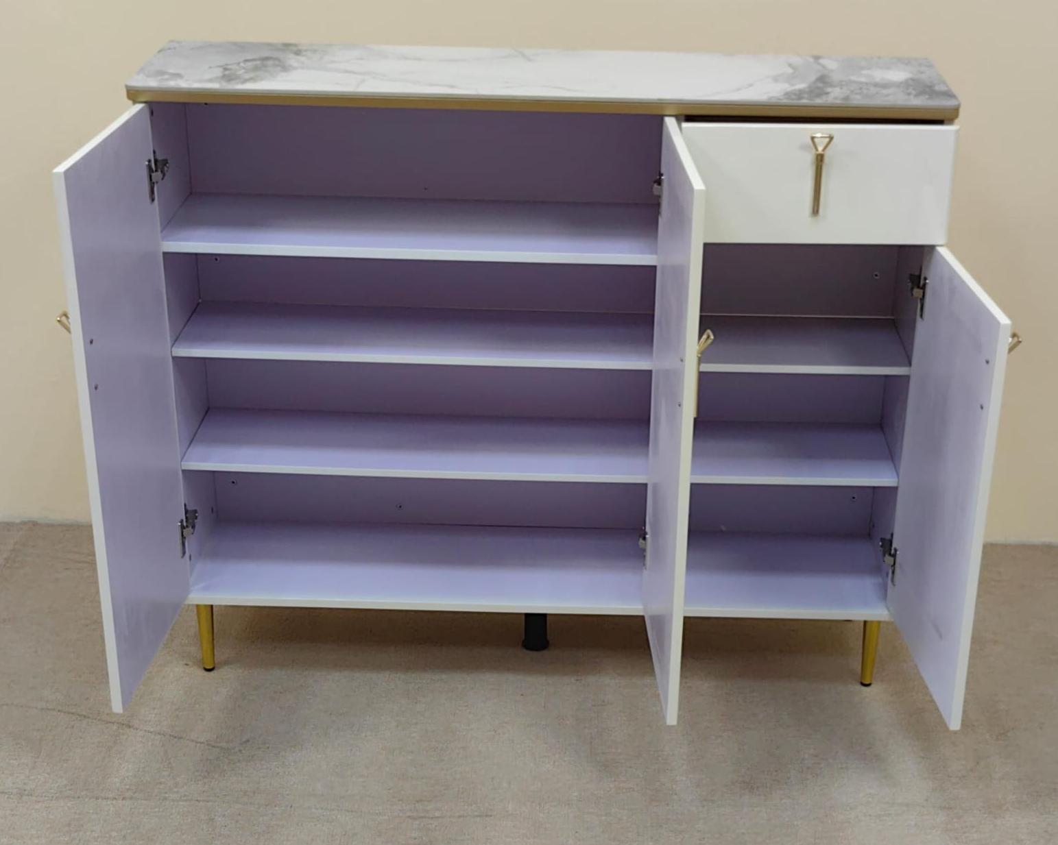 High Gloss Shoe Cabinet with Ceramic Top | IH S-81 | White